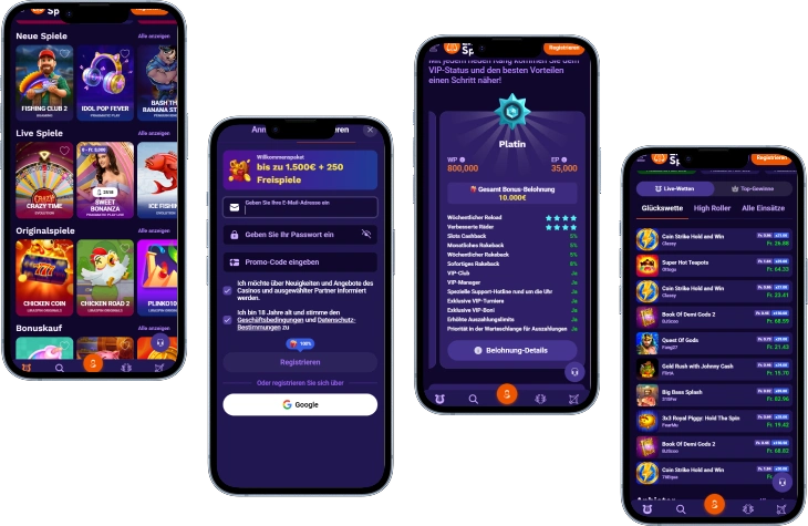 Liraspin Casino mobile App auf Smartphones mit Spiele Auswahl Registrierung und VIP Bereich