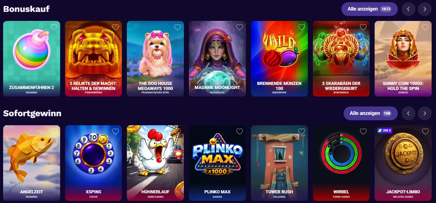 Bonus Buy und Sofortgewinn Spiele im LiraSpin Casino