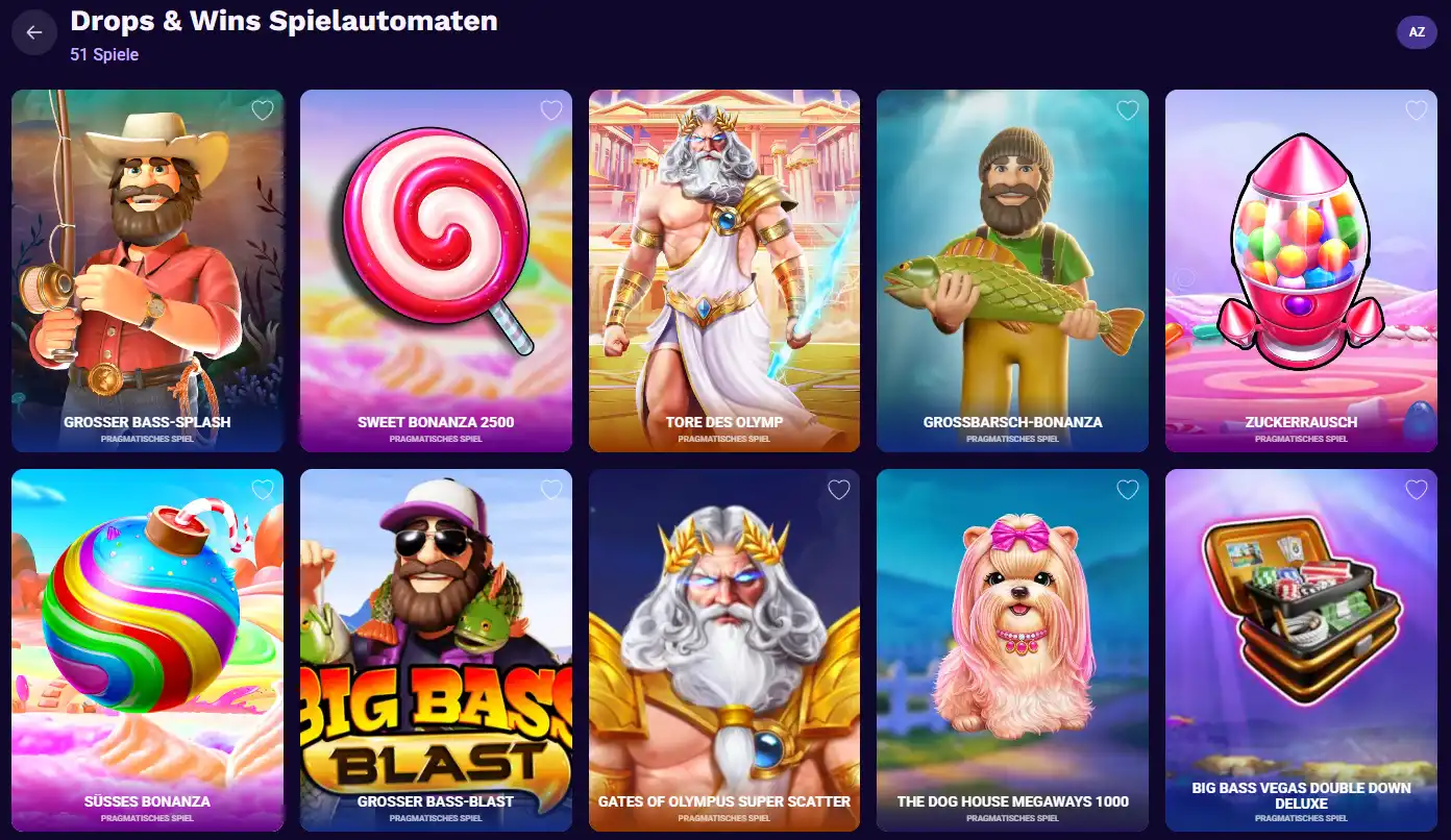Drops & Wins Spielautomaten bei LiraSpin mit teilnehmenden Aktionsspielen